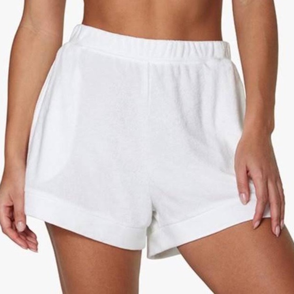 NWT WeWoreWhat Foldover Towel Terry Shorts, White